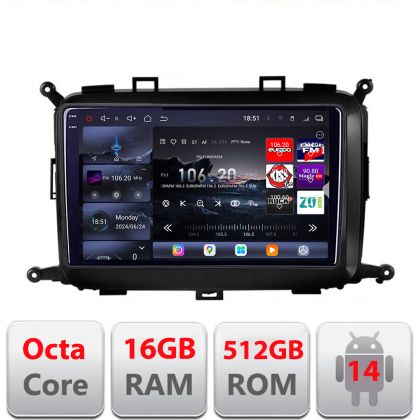 Navigatie Kia Carens 2013-2018 Edotec Kit-2023 8 core QLED 2K 12+256GB 360 Android Waze USB Navigatie Internet Youtube Radio
