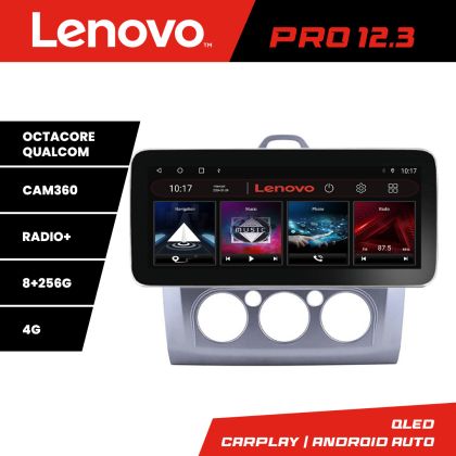 Navigatie Ford Focus clima manuala K-140-manual Lenovo PRO 8+256 12.3 inch qled android 4G DSP gps internet 32