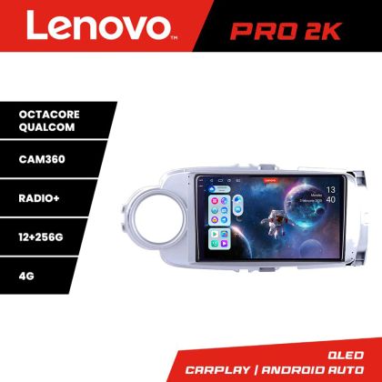 Navigatie Toyota Yaris 2010-2018 Lenovo Kit-YARIS10 8 core QLED 2K 12+256 360 Android Waze USB Navigatie Internet Youtube Radio Lenovo