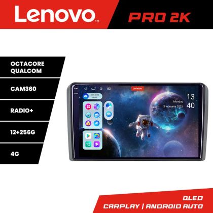 Navigatie Audi A3 8P  Lenovo Kit-049 8 core QLED 2K 12+256 360 Android Waze USB Navigatie Internet Youtube Radio