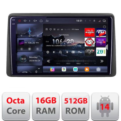 Navigatie Dacia Duster dupa 2019 Edotec Kit-199 8 core QLED 2K 12+256GB 360 Android Waze USB Navigatie Internet Youtube Radio