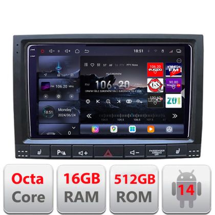 Navigatie VW Touareg 2004-2010 8 core QLED 2K 12+256GB 360 Android Waze USB Navigatie Internet Youtube Radio Edotec