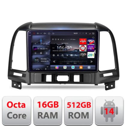 Navigatie Hyundai Santa Fe 2007-2012 Edotec Kit-008 8 core QLED 2K 12+256GB 360 Android Waze USB Navigatie Internet Youtube Radio