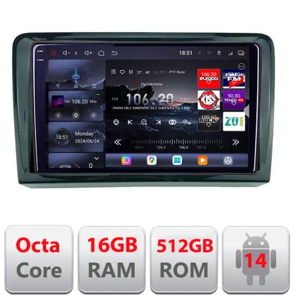 Navigatie VW PQB Edotec Kit-VW 8 core QLED 2K 12+256GB 360 Android Waze USB Navigatie Internet Youtube Radio
