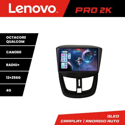 Navigatie Peugeot 207 Lenovo Kit-PE01 8 core QLED 2K 12+256 360 Android Waze USB Navigatie Internet Youtube Radio