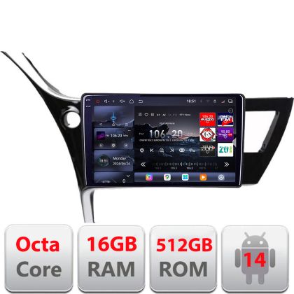 Navigatie Toyota Corolla 2017-Edotec Kit-COROLLA17 8 core QLED 2K 12+256GB 360 Android Waze USB Navigatie Internet Youtube Radio