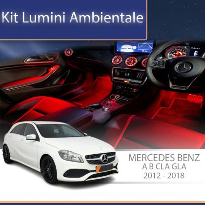 Lumini Ambientale NIGHTVIBE difuzoare stalpi fata Mercedes Clasa A B GLA CLA W176 control pe sistemul original sau telefon