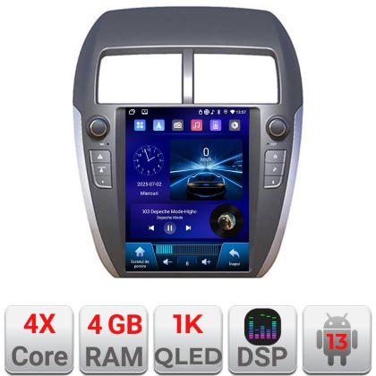 Navigație dedicată Tip Tesla Mitsubishi ASX Radio gps internet 4 Core carplay android auto 4+64 Incell Display GB Kit-tesla-026+EDT-E220-RK