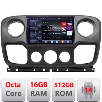 Navigatie Opel Movano, Renault Master 2010-2021 Android radio gps internet 8 core QLED 2K 12+256GB 360GB  Edotec V2
