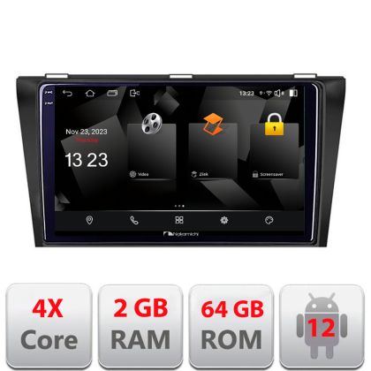 Navigatie Mazda 3 2004-2009 5230-161 Android Ecran 720P Quad Core 2+64 carplay android auto