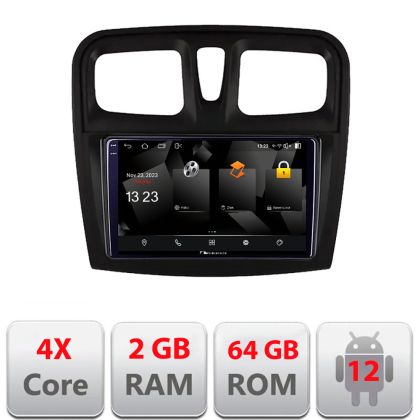 Navigatie Dacia Sandero 2012-2020 var B Android radio gps internet Octa core 2+64 carplay android auto