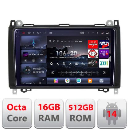 Navigatie Mercedes VW Edotec Kit-068 8 core QLED 2K 12+256GB 360 Android Waze USB Navigatie Internet Youtube Radio
