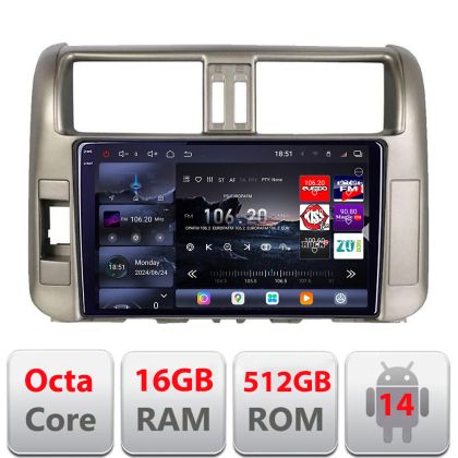 Navigatie Toyota Prado 2010-2013 Edotec Kit-347 8 core QLED 2K 12+256GB 360 Android Waze USB Navigatie Internet Youtube Radio