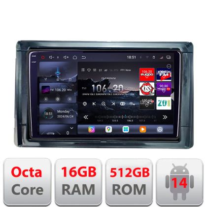 Navigatie Toyota 2DIN Edotec Kit-TY2DIN 8 core QLED 2K 12+256GB 360 Android Waze USB Navigatie Internet Youtube Radio