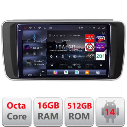 Navigatie Nissan Leaf 2018-2024 Qled 2K Octa Core 12+256GB LTE 4G DSP Wifi 5Ghz android auto carplay radio gps internet kit-leaf+EDT-E809-2K