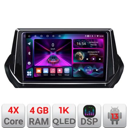 Navigatie Peugeot 2008 2020- Android radio gps internet 4+64 InCell Display 1K Kit-209-RK-2020+EDT-E209-RK