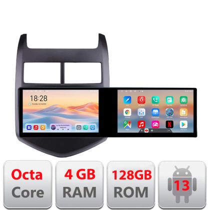 Navigatie Chevrolet Aveo 2010-2013 Kit-aveo10 Edotec 2 ecrane  8 core 4+128 21.6 inch Incell android Wifi 5Ghz gps internet