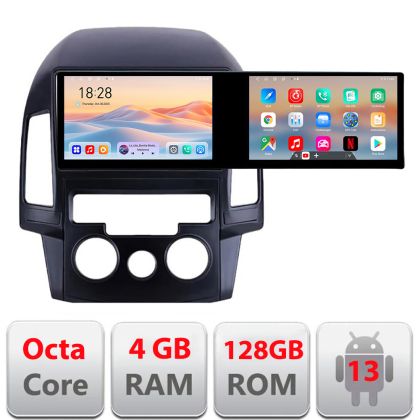 Navigatie Hyundai I30 2009-2012 clima manuala Kit-i30ac Edotec 2 ecrane  8 core 4+128 21.6 inch Incell android Wifi 5Ghz gps internet et GPS WIF