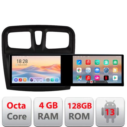 Navigatie Dacia Sandero 2012-2020 var B Edotec 2 ecrane  8 core 4+128 21.6 inch Incell android Wifi 5Ghz gps internet a