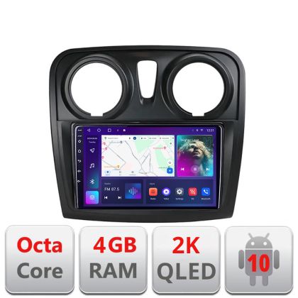 Navigatie Dacia Sandero Logan 2012-2020 C-sandero Android Octa Core Ecran 2K QLED GPS 4G 4+32GB 360 kit-sandero+EDT-E409-2K