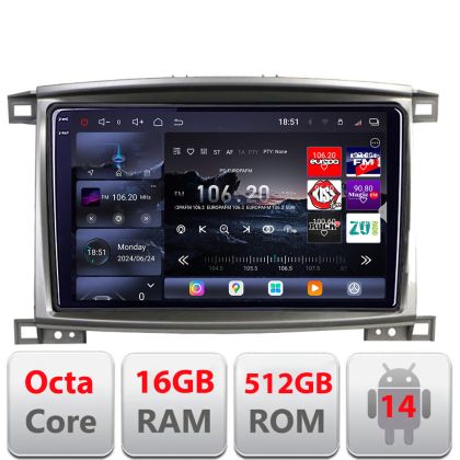 Navigatie Toyota Land Cruiser L100 2002-2008 Edotec Kit-L100 8 core QLED 2K 16+512GB 360 Android Waze USB Navigatie Internet Youtube Radio