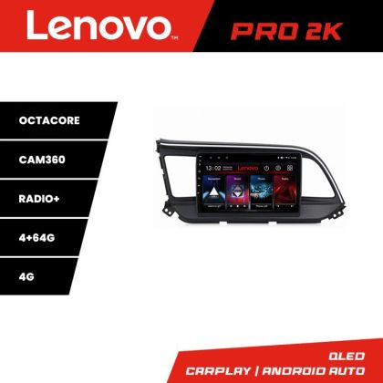 Navigatie Hyundai Elantra 2018- Lenovo Kit-1581 8 core QLED 2K 4+64 360 Android Waze USB Navigatie Internet Youtube Radio