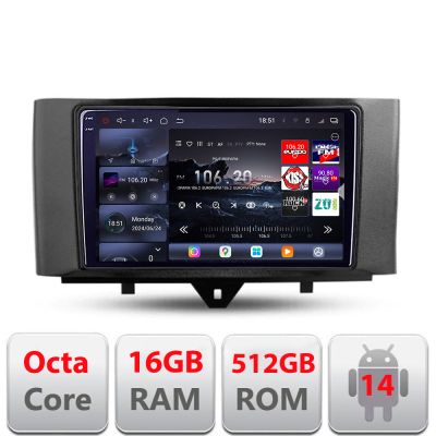 Navigatie Smart For Two 2010-2015 Edotec Kit-Smart10 8 core QLED 2K 12+256GB 360 Android Waze USB Navigatie Internet Youtube Radio
