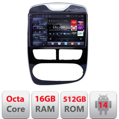 Navigatie Renault Clio 4 2012-2019 V1 Edotec Kit-467 8 core QLED 2K 12+256GB 360 Android Waze USB Navigatie Internet Youtube Radio