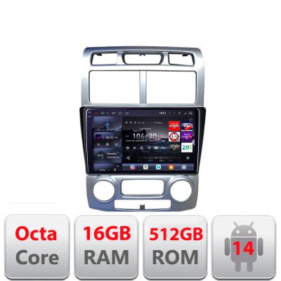 Navigatie Kia Sportage 2005-2007 Edotec Kit-0023 8 core QLED 2K 12+256GB 360 Android Waze USB Navigatie Internet Youtube Radio