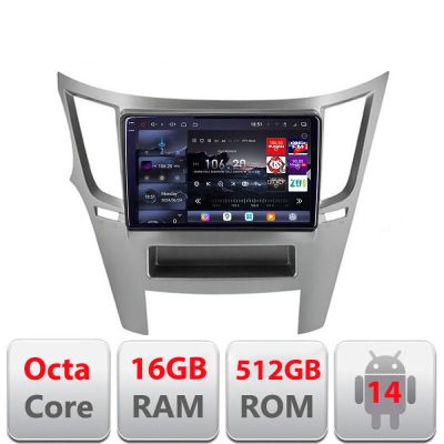 Navigatie Subru Legacy 2010-2015 Edotec Kit-458 8 core QLED 2K 12+256GB 360 Android Waze USB Navigatie Internet Youtube Radio