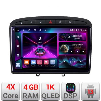 Navigatie Peugeot 308 Quad Core A-038  4+64 InCell Display 1K Android Waze USB Navigatie Internet Youtube Radio