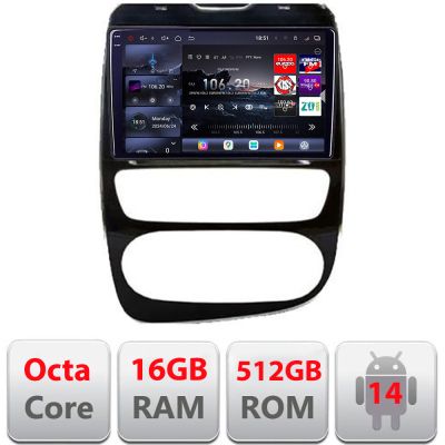 Navigatie Renault Clio 4 2012-2019 V2 Edotec Kit-468 8 core QLED 2K 12+256GB 360 Android Waze USB Navigatie Internet Youtube Radio