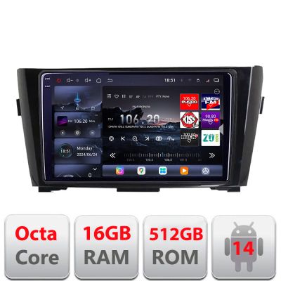 Navigatie Nissan Qashqai X-Trail 2013-2018 Edotec Kit-353 8 core QLED 2K 12+256GB 360 Android Waze USB Navigatie Internet Youtube Radio