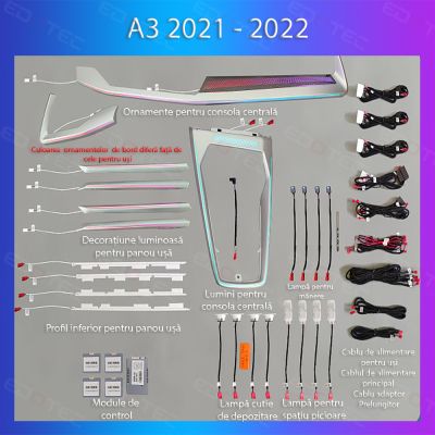 Lumini ambientale Audi A3 2021-2022  set complet control telefon sau sistem original