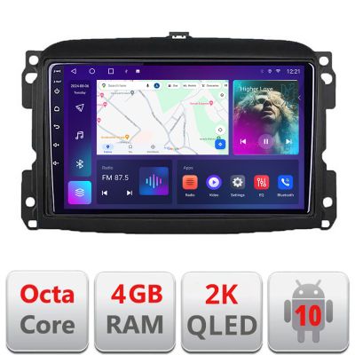 Navigatie Fiat 500L 2012-2017 C-500L Android Octa Core Ecran 2K QLED GPS 4G 4+32GB 360 KIT-500L+EDT-E410-2K