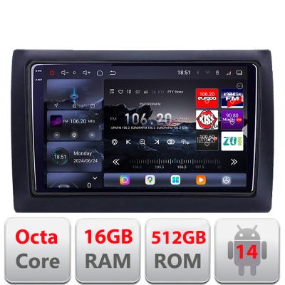Navigatie Fiat Stilo Edotec Kit-STILO 8 core QLED 2K 12+256GB 360 Android Waze USB Navigatie Internet Youtube Radio