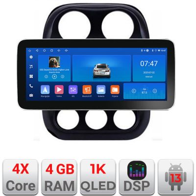 Navigatie Jeep Compass 2010-2016 Manual K-2500 Edotec 4+64 12.3 inch Incell 1K android Wifi 5Ghz gps internet 32