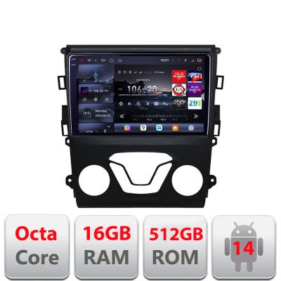 Navigatie Ford Mondeo 2013-2020 Edotec Kit-377 8 core QLED 2K 12+256GB 360 Android Waze USB Navigatie Internet Youtube Radio