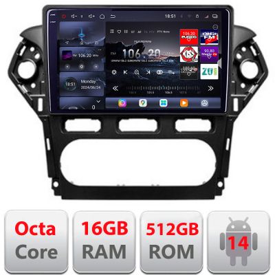 Navigatie Ford Mondeo 2010-2014 Edotec Kit-MONDEO-CLIMA 8 core QLED 2K 12+256GB 360 Android Waze USB Navigatie Internet Youtube Radio