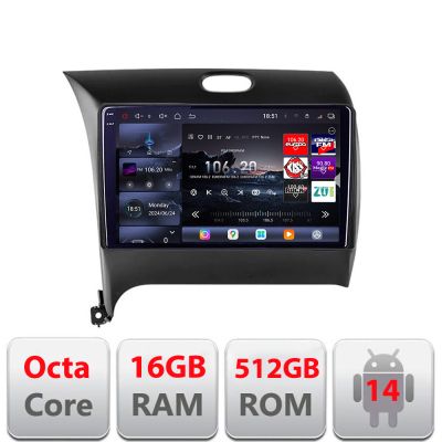 Navigatie Kia Cerato 2013-2017 Edotec Kit-1562 8 core QLED 2K 12+256GB 360 Android Waze USB Navigatie Internet Youtube Radio