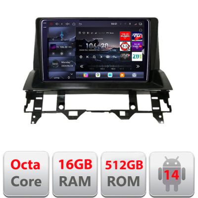 Navigatie Mazda 6 2004-2008 Edotec Kit-MZD6 8 core QLED 2K 12+256GB 360 Android Waze USB Navigatie Internet Youtube Radio