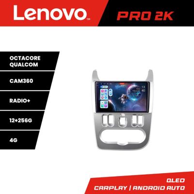 Navigatie Dacia Duster 2010-2012 Lenovo Kit-099 8 core QLED 2K 12+256 360 Android Waze USB Navigatie Internet Youtube Radio