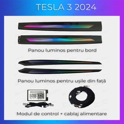 Lumini ambientale Tesla Model 3 2024 trimuri control telefon