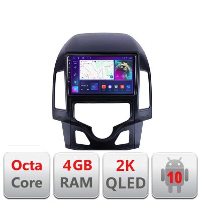 Navigatie Hyundai I30 2009-2012 clima automata C-i30automatic Android Octa Core Ecran 2K QLED GPS 4G 4+32GB 360 KIT-i30automatic+EDT-E409-2K