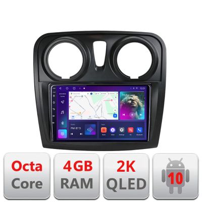Navigatie Dacia Sandero Logan 2012-2020 C-sandero Android Octa Core Ecran 2K QLED GPS 4G 4+32GB 360 kit-sandero+EDT-E409-2K